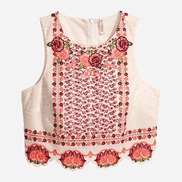 Топ жіночий H&M 0407059_вишивка_01 32 Рожевий