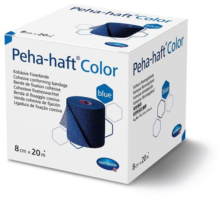 Бинт когезивний фіксуючий Peha-haft® Color blue / Пеха-хафт колор синій 8см x 20м 1шт - изображение 1