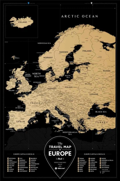 Скретч-карта Европы Travel Map Black - Фото 2 Скретч-карта Европы Travel Map Black - изображение 2