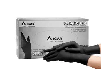 Одноразові рукавички нітрилові Igar 200 шт в упаковці Розмір М Чорні - изображение 1
