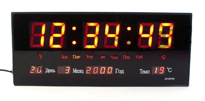 Часы настенные LED Number Clock 3615, красные - изображение 2