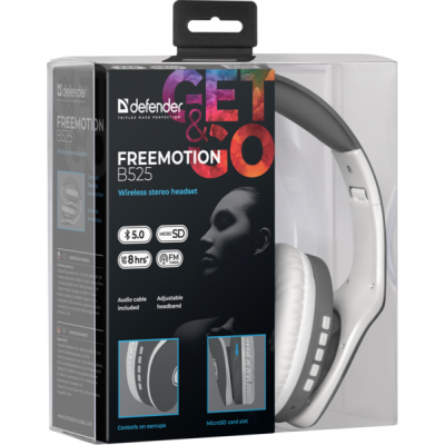 Наушники Defender FreeMotion B525 Bluetooth Gray-White (63527) - Фото 5 Наушники Defender FreeMotion B525 Bluetooth Gray-White (63527) - изображение 5