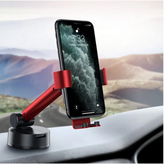 Автомобільний тримач Baseus Simplism Red з платформою-присоском на панель або лобове скло, сріблястий (SUYL-JY09) - зображення 6