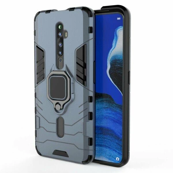 Чохол Ring case для Oppo Reno 2Z броньований бампер з кільцем темно-синій - зображення 2