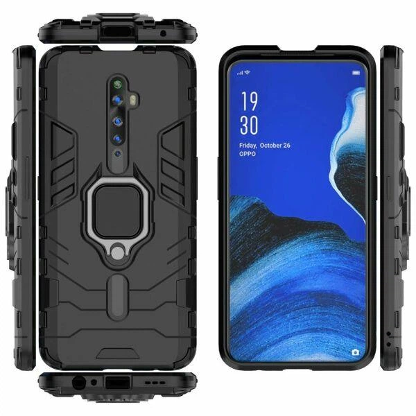 Чехол Ring case для Oppo Reno 2Z бронированный бампер с кольцом черный - изображение 3