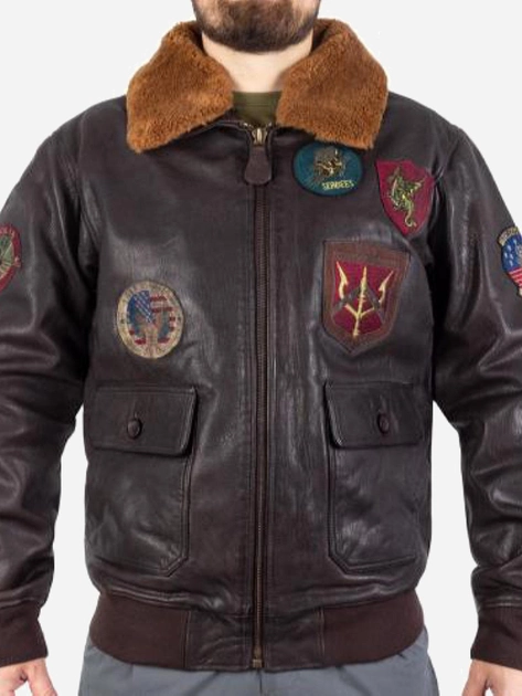 Куртка лётная кожанная MIL-TEC Sturm Flight Jacket Top Gun Leather with Fur Collar 10470009 3XL Brown (2000980537365) - изображение 1