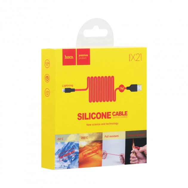 Кабель Hoco X21 Silicone Lightning 1 м Red - Фото 4 Кабель Hoco X21 Silicone Lightning 1 м Red - изображение 4