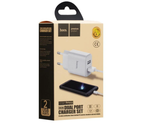 Сетевое Зарядное Устройство Hoco C62A Micro 2USB - Фото 1 Сетевое Зарядное Устройство Hoco C62A Micro 2USB - изображение 1