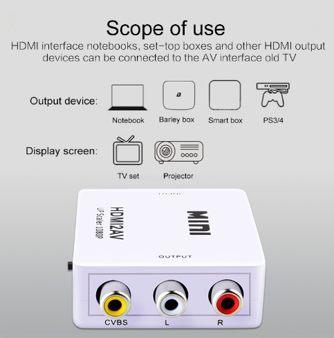 Перетворювач відео AV to HDMI / RCA to HDMI конвертер , 1080p - Фото 6 Перетворювач відео AV to HDMI / RCA to HDMI конвертер , 1080p - зображення 6