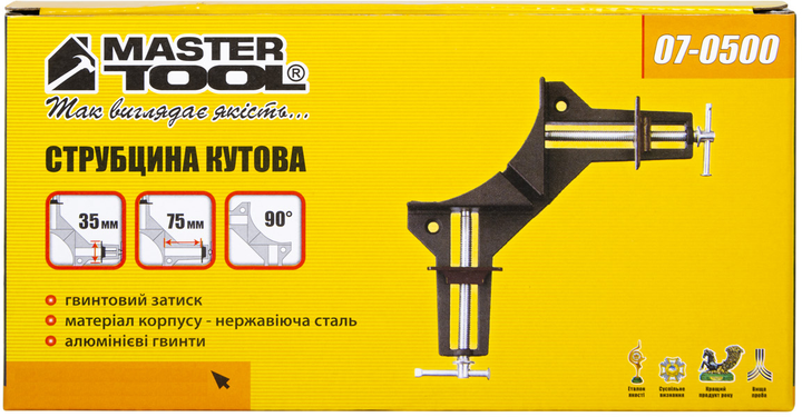 Струбцина кутова Mastertool 90° 75 мм 500 Н (07-0500) - зображення 3
