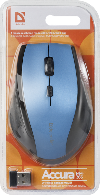 Миша Defender Accura MM-365 Wireless синій (52366) (6414726) - изображение 4