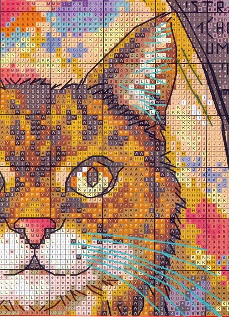 Набор для вышивания по нанесённой на канву схеме"Cat and oil painting".AIDA 14CT printed,54*48см - изображение 5