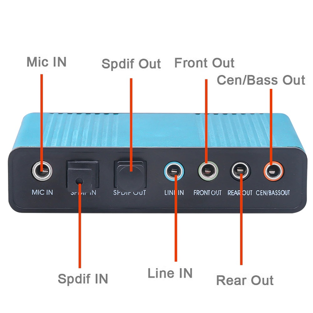 Внешняя USB звуковая карта 5.1 SPDIF, аппаратная CM6206 (111498) - изображение 2