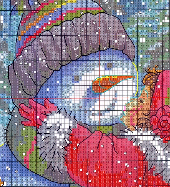 Набор для вышивания крестиком по нанесённой на канву схеме "Kiss the snowman" . AIDA 14CT printed, 27*27 см - изображение 4