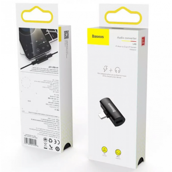 Перехідник BASEUS Lightning to Dual Lightnig L46. Black - зображення 6