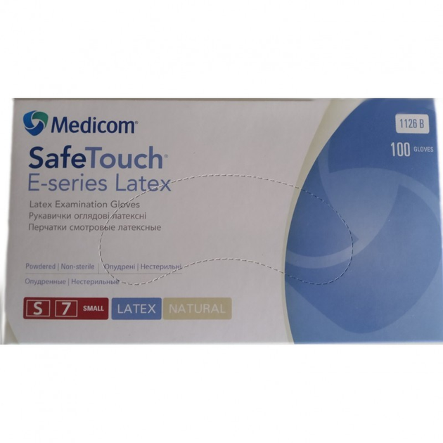 Рукавички латексні Medicom нестерильні опудренниє SafeTouch E-Series (розмір S) 50 пар - зображення 2