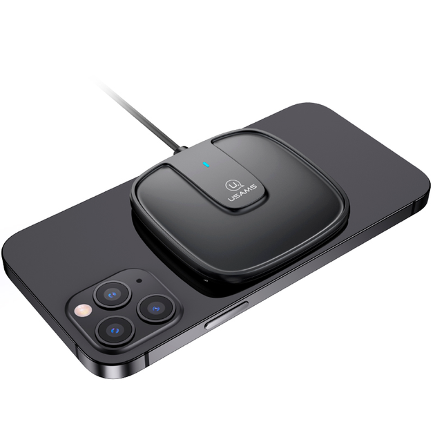 Беспроводное зарядное устройство Usams US-CD153 Type-C 15W, 2A зарядка QI магнитная Black (US-CD153B) - Фото 3 Беспроводное зарядное устройство Usams US-CD153 Type-C 15W, 2A зарядка QI магнитная Black (US-CD153B) - изображение 3