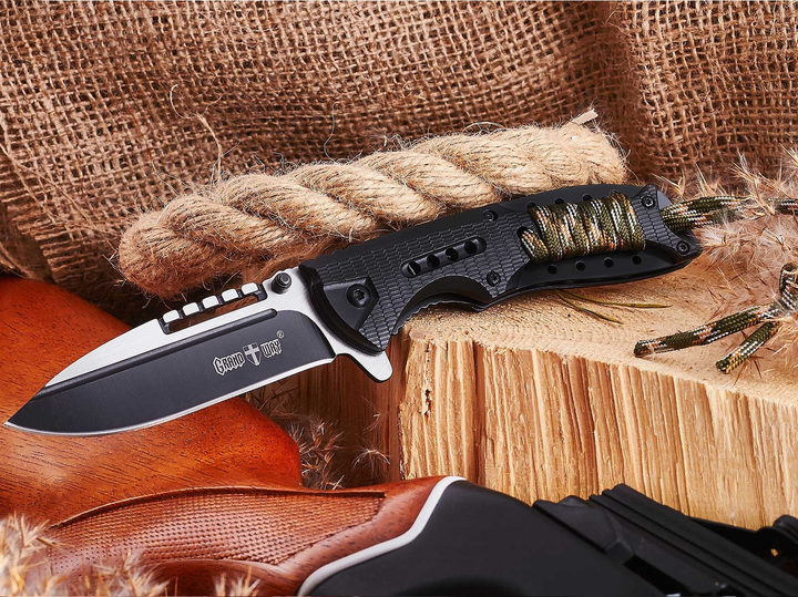 Нож тактический, складной нож карманный для рыблки, охоты, Bounce TO-8344, черный - изображение 2