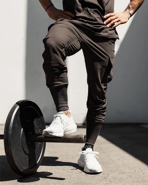 Штаны мужские спортивные летние джоггеры Gym Wolf коричные XL - изображение 2