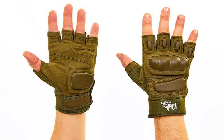 Перчатки тактические с открытыми пальцами SILVER KNIGHT 7053 XL Оливковые - изображение 1