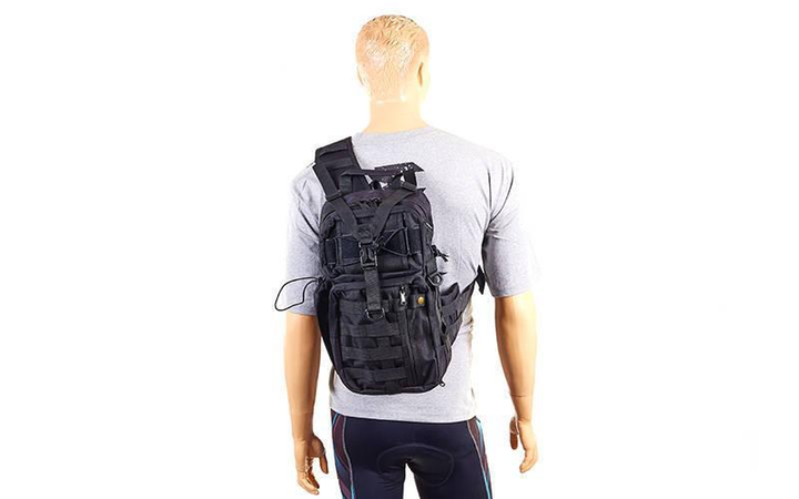 Рюкзак тактичний патрульний однолямочный SILVER KNIGHT 5386 30 літрів чорний - зображення 1