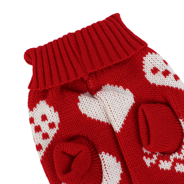 Свитер для собак Taotaopets 357704 Сердечки Red-White L - изображение 4