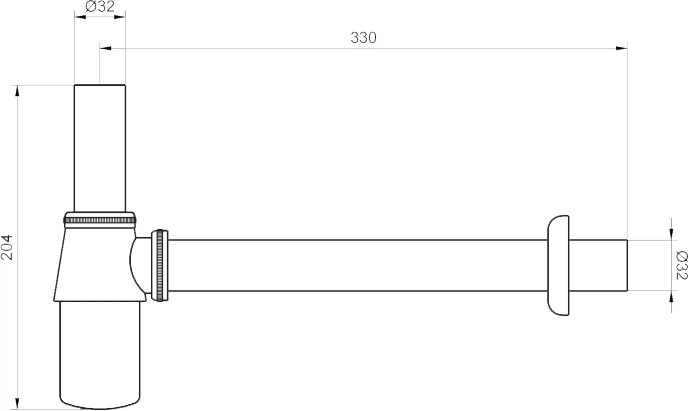 Сифон для раковини DEVIT колбовий 1 1/4 "x32 мм (53012100) - зображення 2