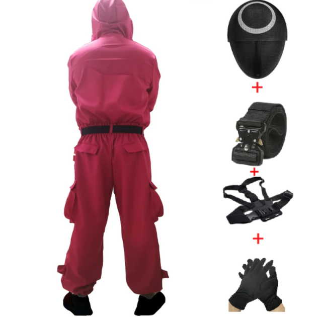 Костюм комбинезон круг из сериала Игра в кальмара с маской Seuno size L-XL красный (GS-628) - Фото 2 Костюм комбинезон круг из сериала Игра в кальмара с маской Seuno size L-XL красный (GS-628) - изображение 2