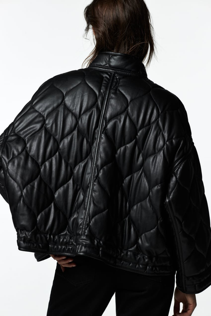 クロネコ Дутая куртка из эко кожи Zara черный M 2969/280/800