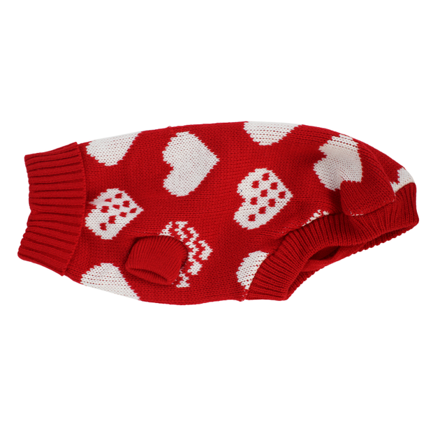 Светр для собак Taotaopets 357704 Серця Red-White XXS - зображення 3