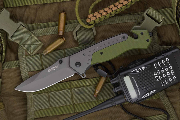 Нож тактический, складной нож карманный для рыблки, охоты, Bounce SGR-4232, зеленый - изображение 1