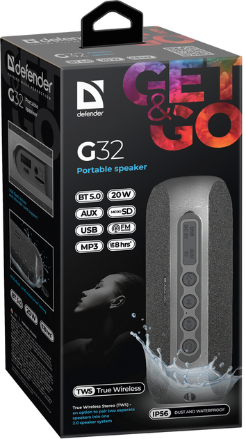 Портативна колонка Defender G32 20Вт, Black (65232) (6700995) - изображение 4