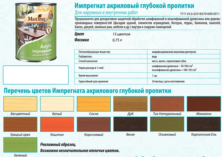 Импрегнат акриловый глубокого проникновения Maxima Тик натуральный 0,75л - изображение 3