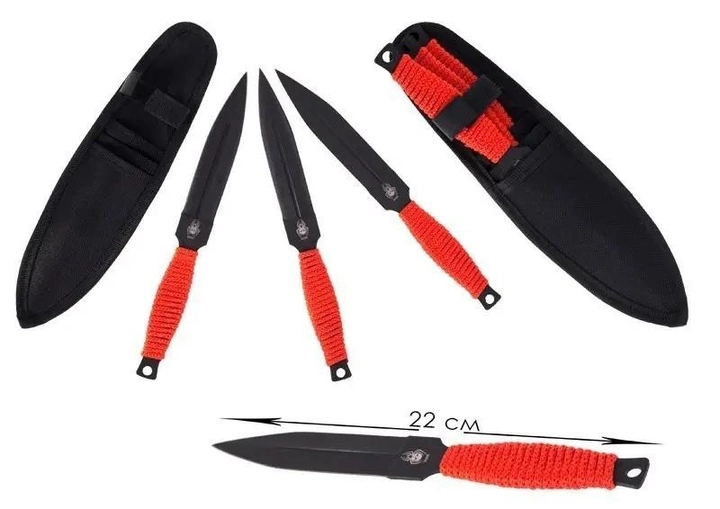 Ножі метальні кунаї RED SIPDER комплект 3 в 1 - зображення 1