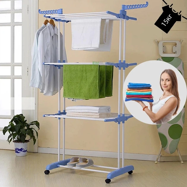 Складня сушилка для белья и одежды 3 Tiers Garment rack универсальная сушка вертикальная напольная три яруса GS-0280 - изображение 5
