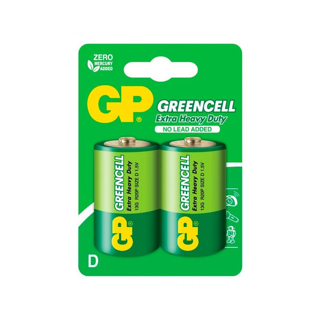 Батарейка GP Greencell 13G-U2, R20P, D, 1.5V, блистер – фото, отзывы ...