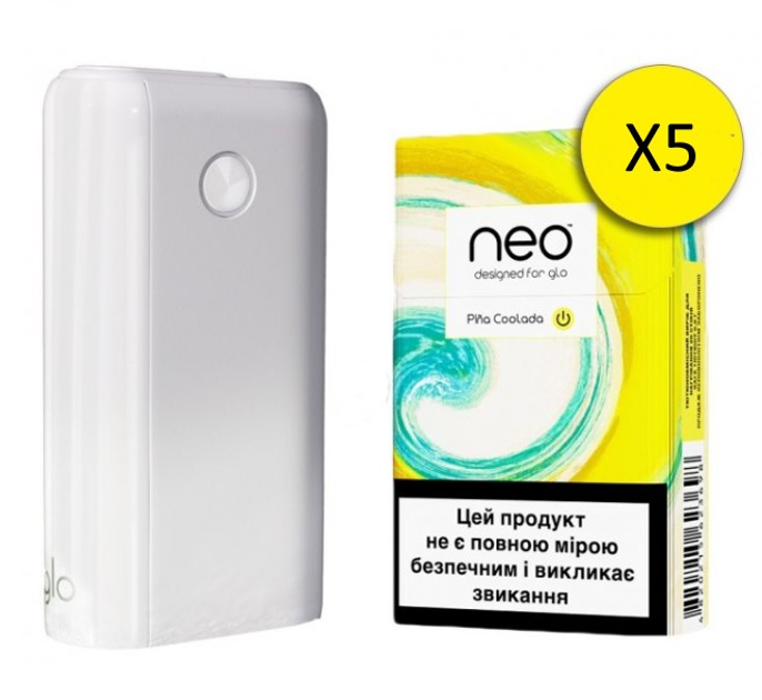 Система для нагревания табака.GLO HYPER DEMI White, ГЛО ХАЙПЕР ФОРМАТА ДЕМИ, белый+ 5 пачек Пина Колада. - изображение 1