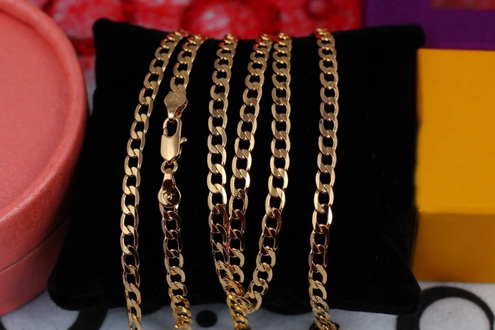 Цепь Xuping Jewelry панцирная с длинными звеньями 60 см 4 мм золотистая - Фото 1 Цепь Xuping Jewelry панцирная с длинными звеньями 60 см 4 мм золотистая - изображение 1