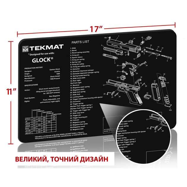 Килимок TekMat для чищення з кресленням Glock 2000000061191 - зображення 2