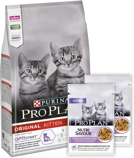 Комплект кормів Purina Pro Plan Original Kitten для кошенят сухий з ...