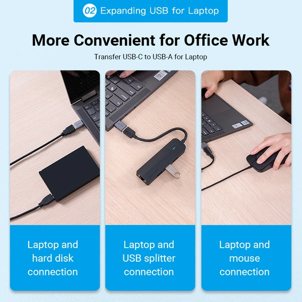 Переходник Vention USB 3.1 Type-C Male на USB Female (CDQH0) - Фото 3 Переходник Vention USB 3.1 Type-C Male на USB Female (CDQH0) - изображение 3