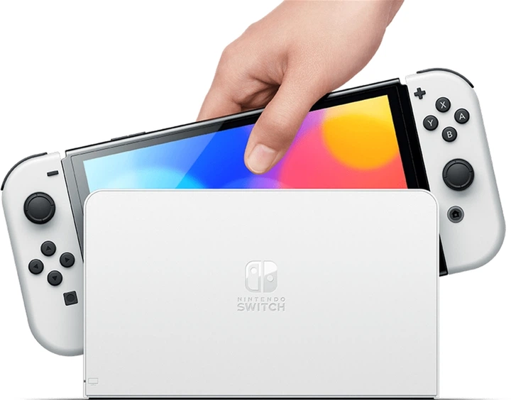 Игровая консоль Nintendo Switch OLED с белыми Joy-Con – фото