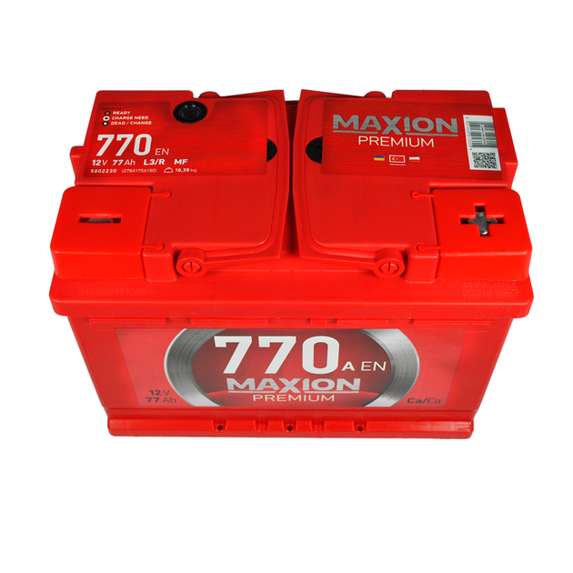 Автомобільний акумулятор MAXION Premium 77 Аh 770A R+ - изображение 2