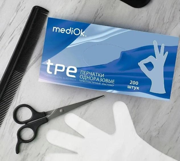 Перчатки TPE M прозрачные Mediok неопудренные 200 шт - изображение 2