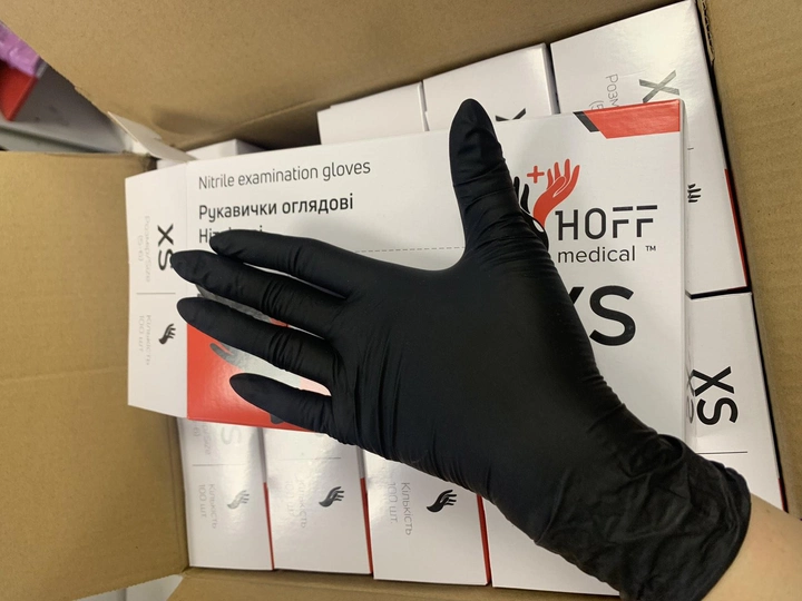 Рукавички нітрилові XL чорні HOFF Medical неопудрені 100 шт - зображення 2