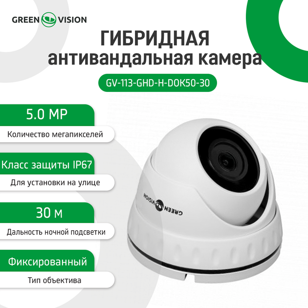 Гибридная антивандальная камера GV-113-GHD-H-DOK50-30 - изображение 2