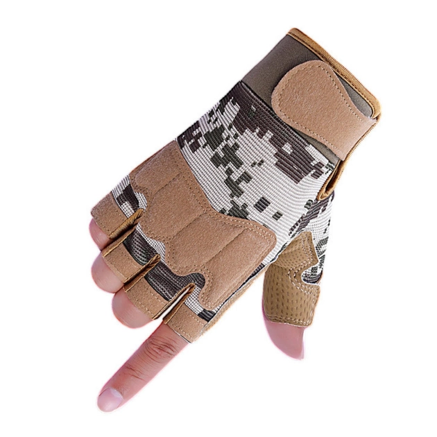 Перчатки тактические безпалые военные-армейские CAMO с защитой костяшек кулака дышащие, боевые XL Песочный HW-OJ07-2 - изображение 1