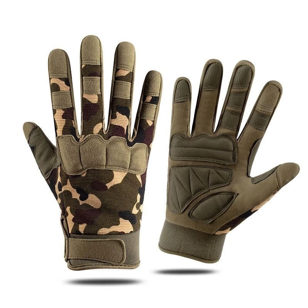 Перчатки тактические военные-армейские CAMO с защитой костяшек кулака дышащие, боевые M Камуфляж CMK03698 - изображение 1
