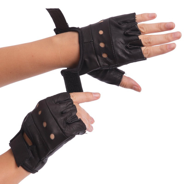 Тактические перчатки без пальцев кожаные MATSA SPORT WorkOut BC-0004 L - изображение 1
