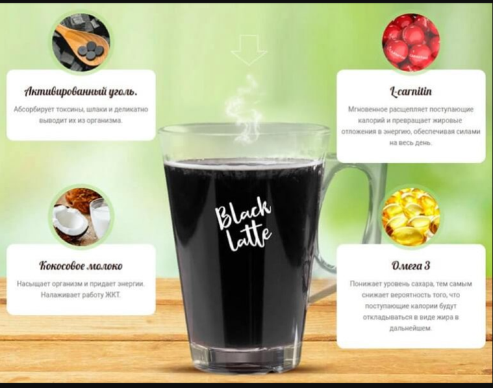 Black Latte - Вугільний Латте для схуднення - зображення 4